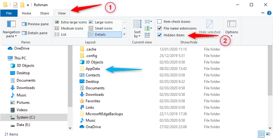 Where Folder location Windows 10 Appdata and how to open it